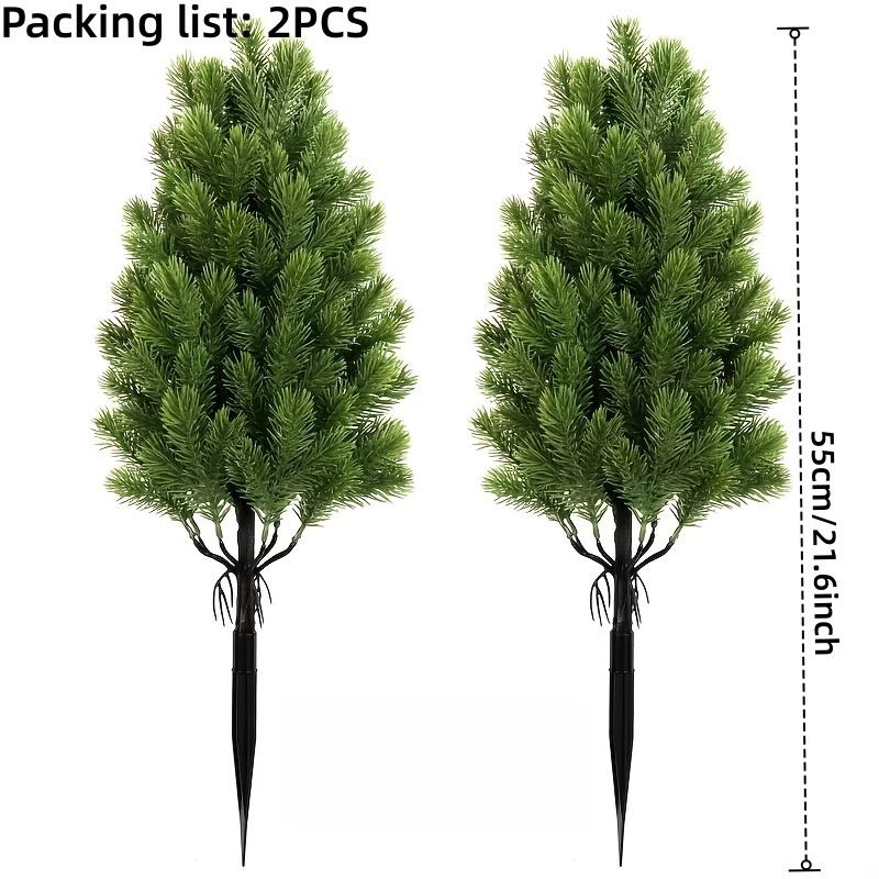 2pcs Artificial Pine Needle Christmas Trees - Realistic Indoor/Outdoor -Resistant Plastic Mini Holiday Decor for Garden & Patio