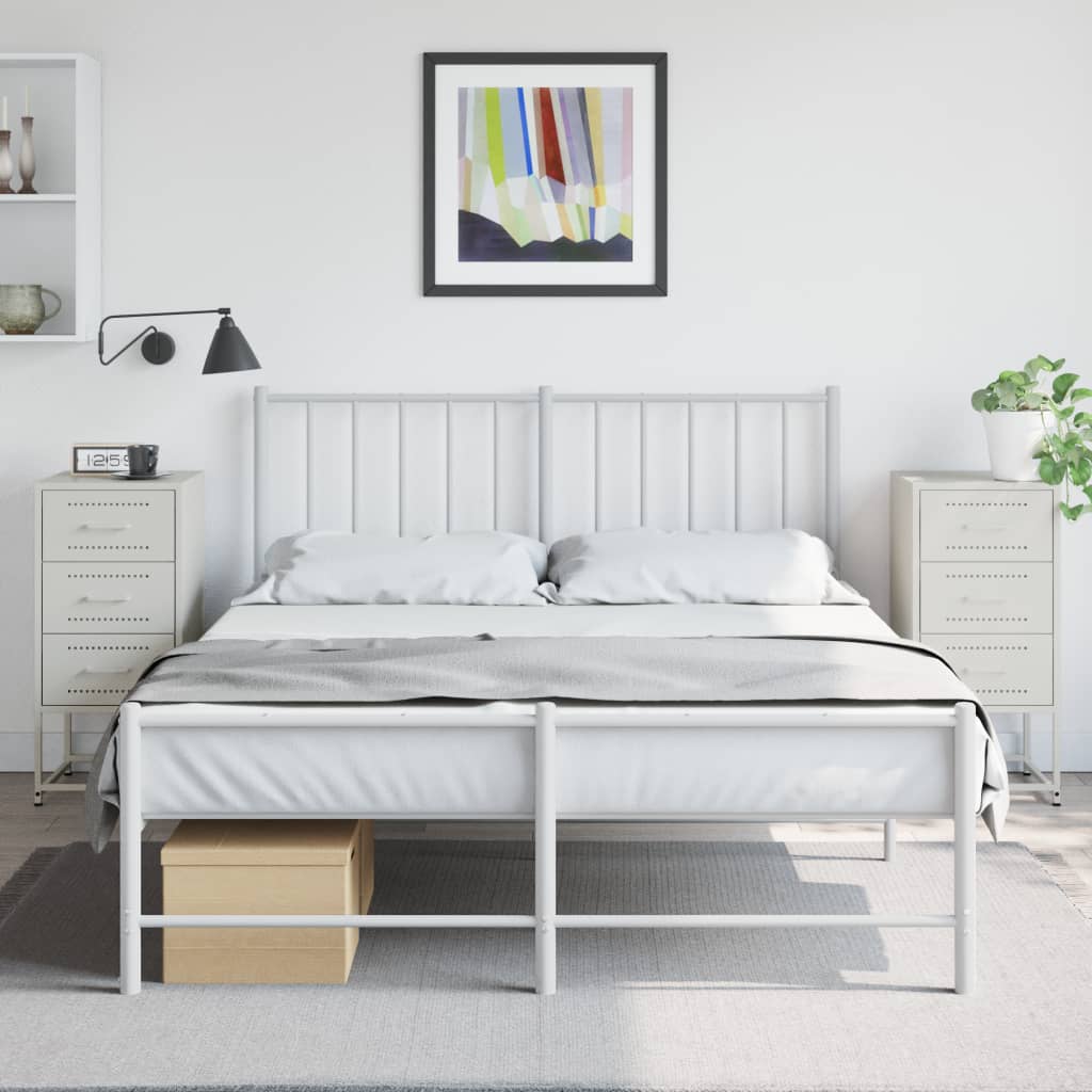 Nightstands (2 pcs) White 36 x 39 x 78 cm Steel