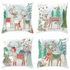 2024 New Snowflake Elk Christmas Pillowcase Sofa Ornament Office Seat Cushion Cover Bedroom Home Decoration Holiday Gift