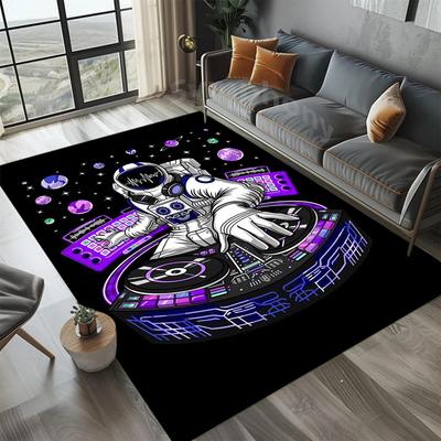 Cyber Sci-Fi Space DJ Astronaut Carpet Futuristic Space Theme Soft Anti-slip Area Rug for Living Room Bedroom Gaming Room