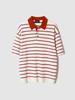 Pokeopeiseu Cable Rugby Half Sleeve Knit Ivory/Red