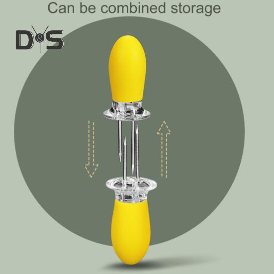 1 Pair Widely Used Corn Holder Reusable Sturdy Corn On The Cob BBQ Fork Skewer