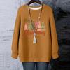 Ladies' Christmas Printed Round Neck Long Sleeved T-shirt Sweatshirt Top