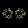 Exquisite Rice Beads Handmade Earrings Black Gold Earrings Circle Geometric Black Gold Earrings Party Cocktail Party Jewelry