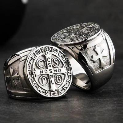 Fashion Hip-hop Men Cross Ring Gold Luxury Titanium Steel Finger Ring for Male Punk Jewellery Boys Street Wear Accessories