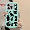 Black Cat Cartoon Soft Phone Cover Case for iPhone 16 Pro Max 11 17 Air 15 Plus 12 14 8 XR 13