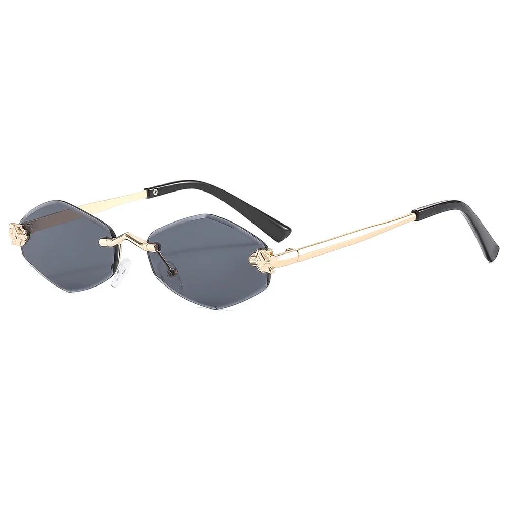 Trendy Rimless Polygonal Sunglasses Stylish Gradient Lens Metal Shades Eyewear Luxury Vintage Sun Glasses