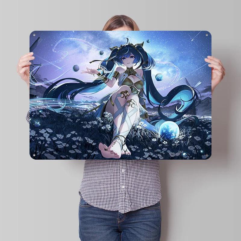 Iuno Wuthering Waves D Texture Metal Poster Customized Wall Art Tin Sign Gift for Mancave Decoration Home Decor Items Wand Deko