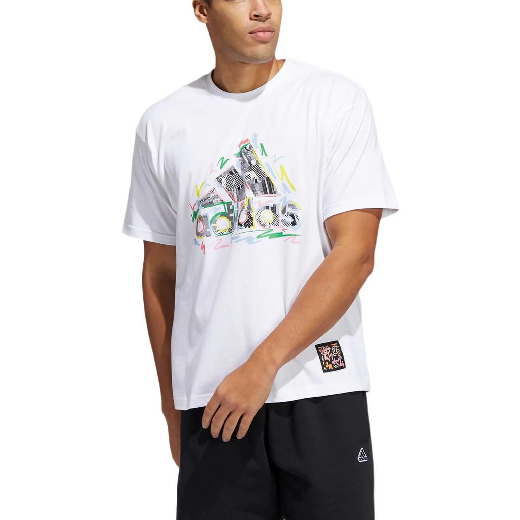 Adidas Alphabet Logo Print Short Sleeve T-Shirt Men Tops White HC4456