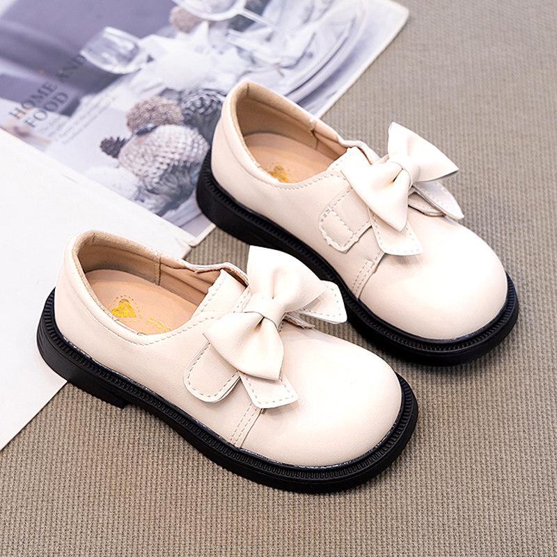 Girls Leather Shoes Spring Bow Performance Shoes Soft Sole Fashion Loafers Mary Jane Shoes for Kids