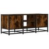 TV Stand Smoked Oak Finish 100 x 35 x 41 cm Engineered Wood and Metal