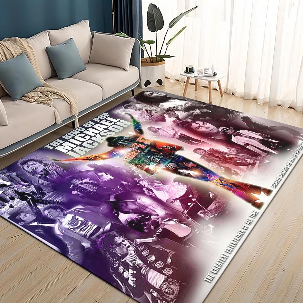 Neuer Stil Michael Jackson King of Pop MJ Teppich für Wohnzimmer Schlafzimmer Zuhause Sofa Dekoration, Rutschfeste Bodenmatte für Kinder