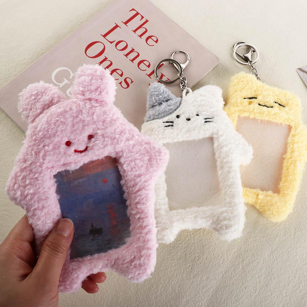 Rabbit Cartoon Plush Photocard Holder Cat Rabbit Photo Protective Case Kawaii Bus Card Holder Lady