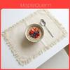 Nordic Solid Color Cotton Linen Placemat With Fringes For Dining Table Decor