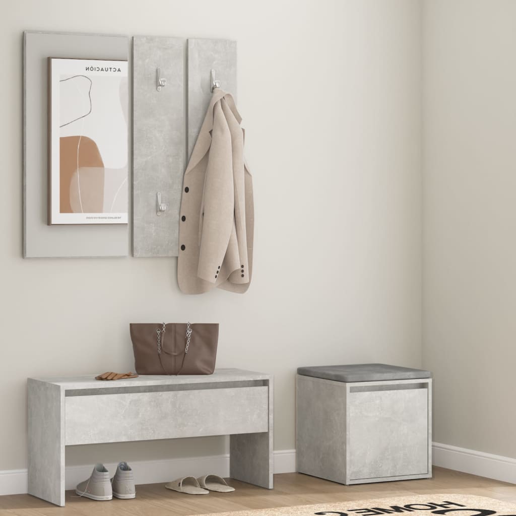 Vidaxl Hallway Furniture Set, Concrete Grey