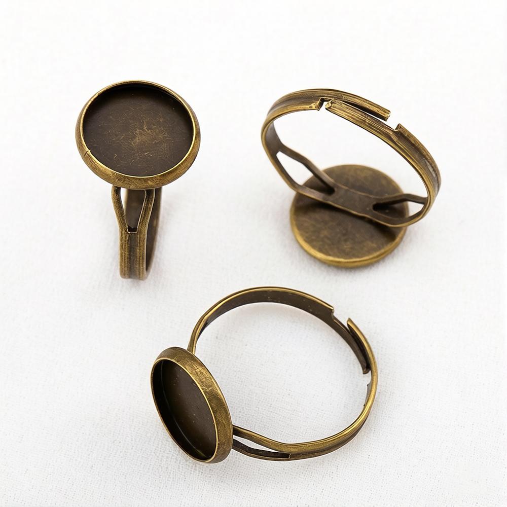 10pcs DIY Ring Blank Base Setting Iron Metal Adjustable Fit 8mm 10mm Glass Cabochons Rings Handmade Jewelry Making Accessories