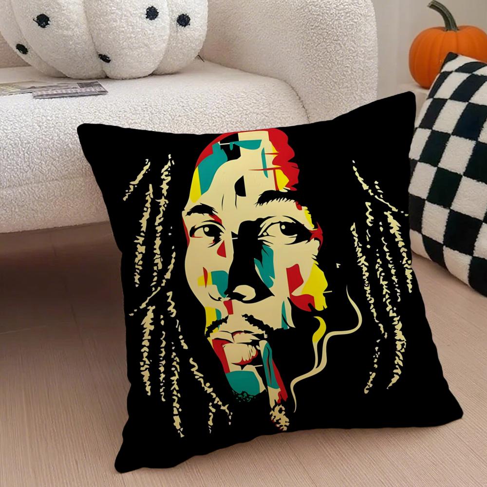 Legendary Jamaican Singer BBob MMarley Cushion Cover Throw Pillow Cover Hidden Button Durable Polyester Chair Cushion