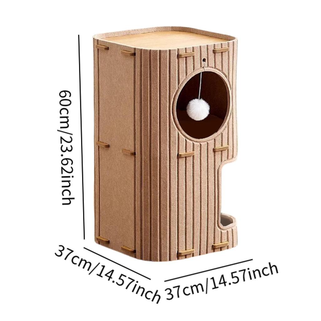 2-3 Tiers Cat House Enclosed Hut Cat Climbing Tree Kitten Scratching Post W/ Hanging Ball Toy for Cats Sleeping Resting Playing