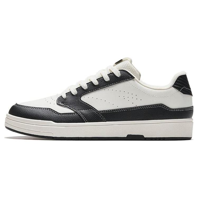 New Anta Slip Resistant Cushioning Impact Resistant Low Top Skateboard Shoes Men's Black White 112338011-2