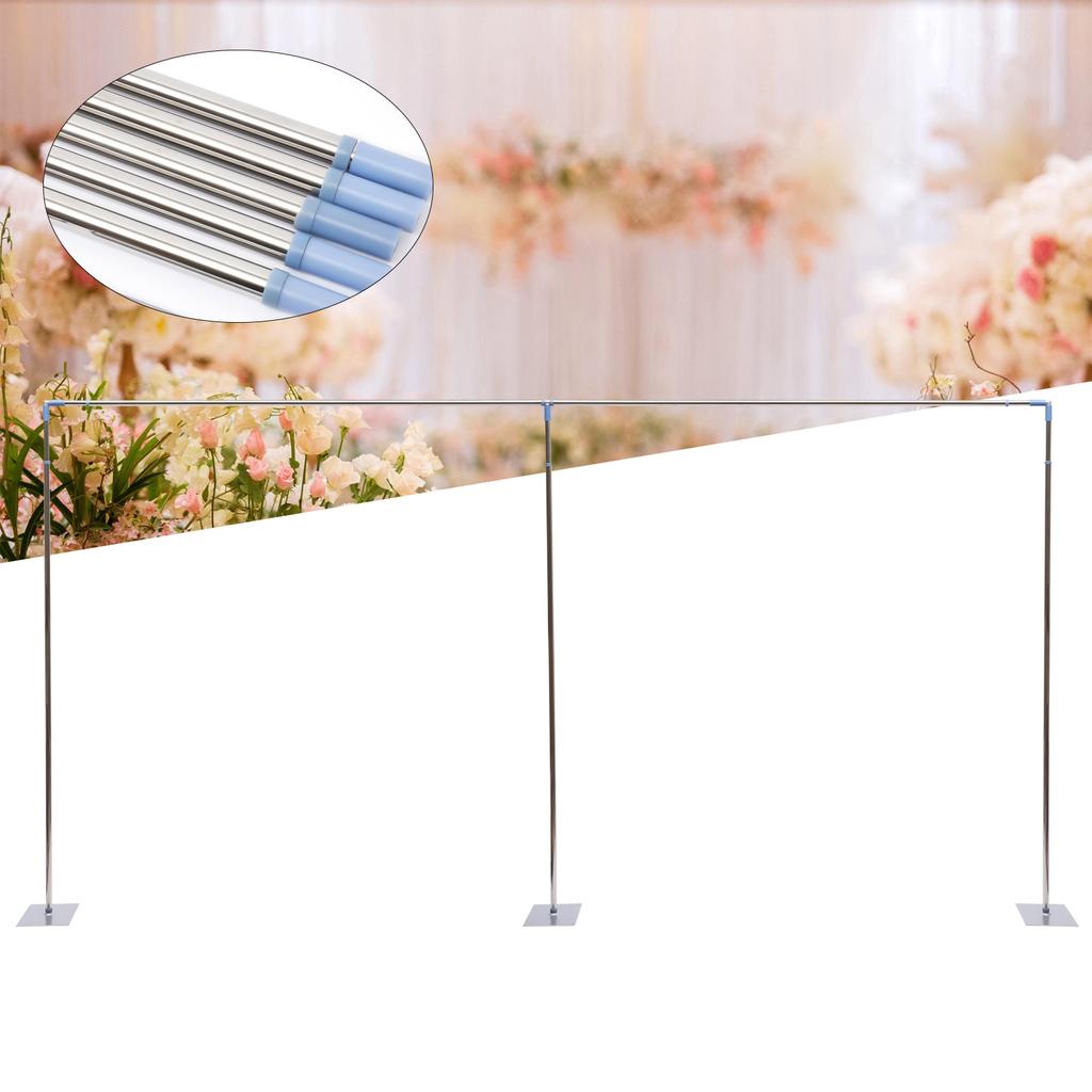 3x6m Wedding Party Backdrop Stand Pipe Kit Curtain Frame Telescopic Stainless Steel Silver For Party Decoration, Birthday Party
