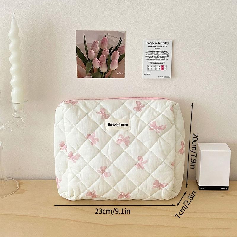 Make-up-Aufbewahrungstaschen mit Blumendruck, für Damen und Mädchen, Reise-Kulturtasche, Make-up-Tasche, Organizer, Kosmetiktasche, Reißverschluss, gesteppte Tasche