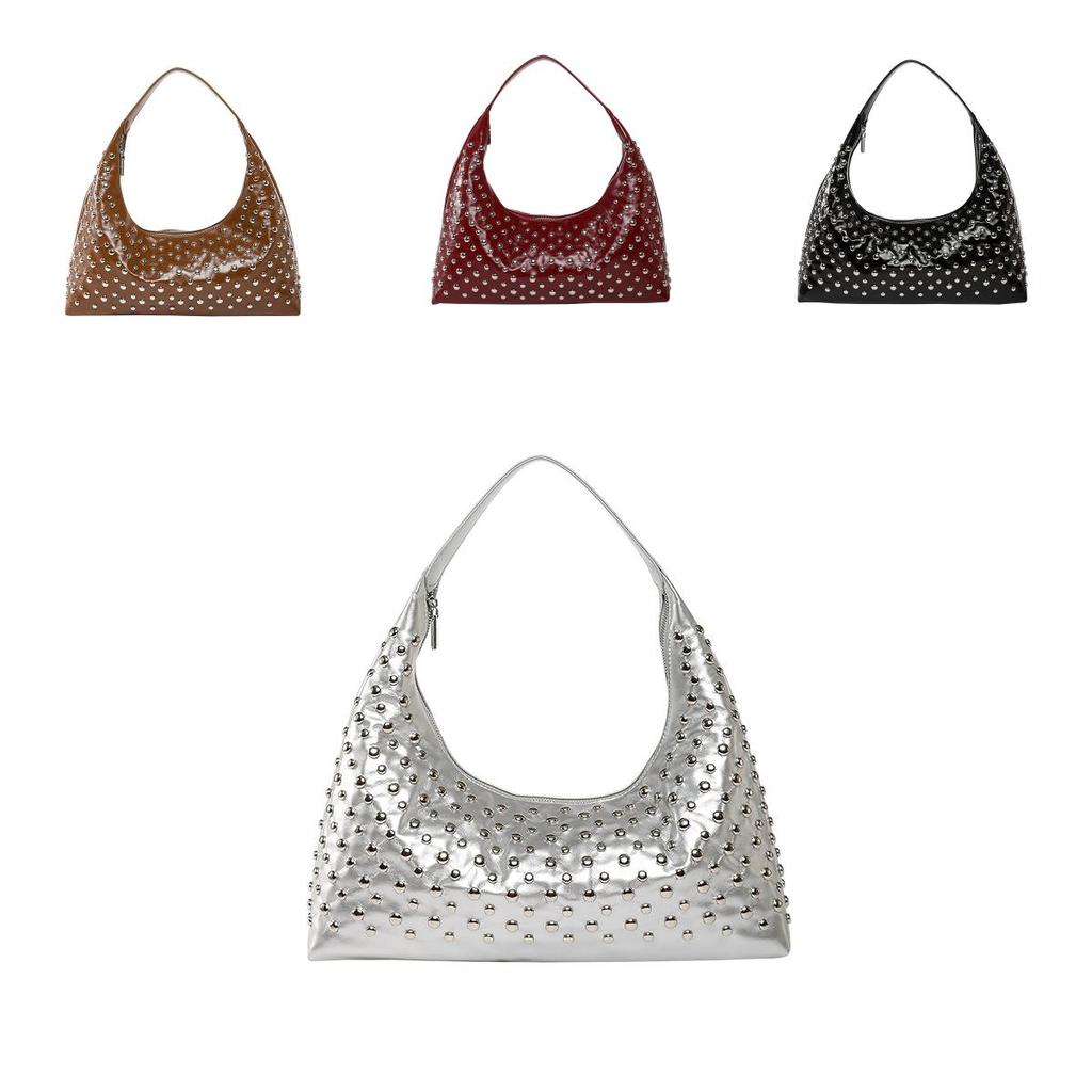 Fashion Style Rivet Bag For Women Summer Large Capacity Pu Material Daily Use