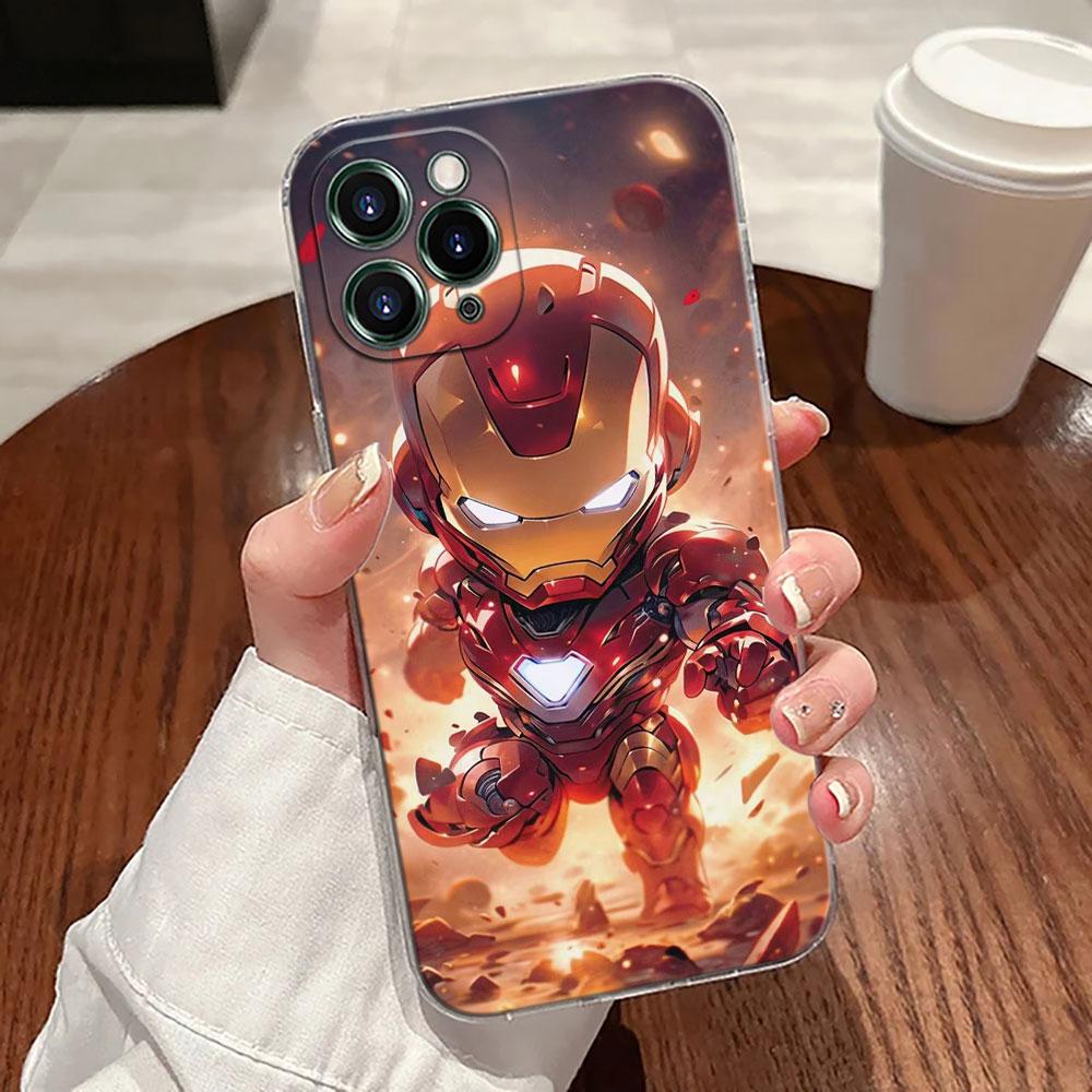 

Cartoon Marvel Ironman Black Panther Phone Case For iPhone 17 Pro Max 17E 11 12 13 14 15 16 Pro Max Plus 17 Air 16E 7 Soft Cover iPhone 7