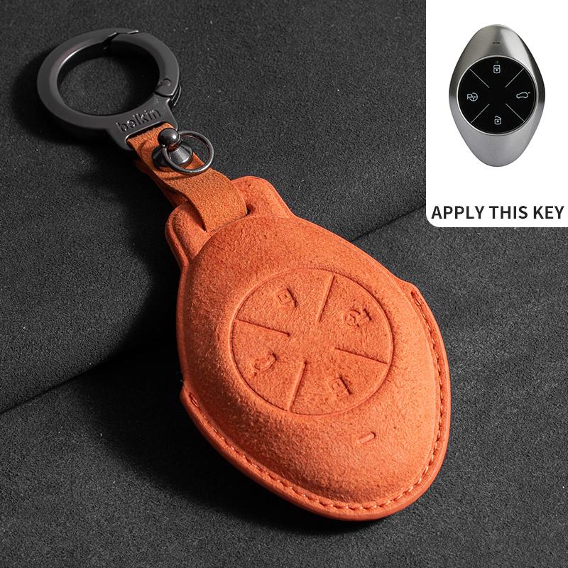 Suede Leather Car Remote Key Case Cover for Xiaopeng Xpeng P7 P7i P5 G3 G3i G9 G6 Car Key Fob Shell Holder Keychain Accessories