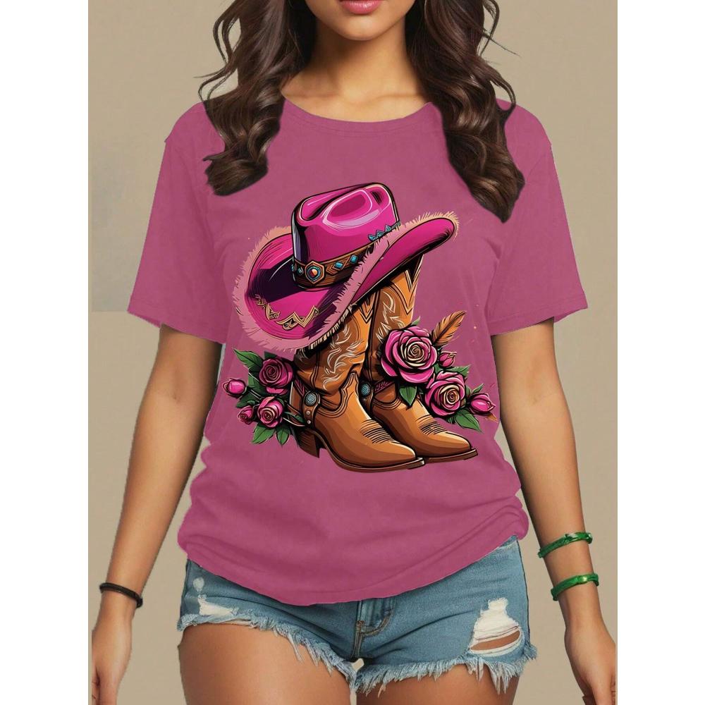 

Летняя футболка с круглым вырезом и принтом «Ковбойские сапоги» XS