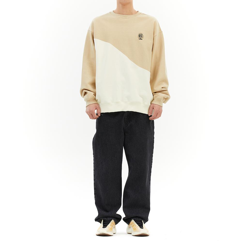 MAHAGRID Color Block Sweatshirt Beige(Mg2Dsmm445A)