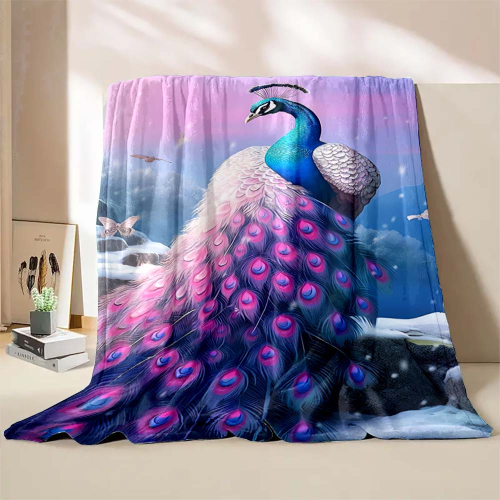 6 Sizes Peacock Art Print Blanket Warm Soft Comfortable Home Travel Blanket Sofa Office Bedding Throw Blanket Gift Large Size