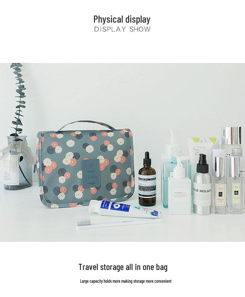 Large Capacity Portable Makeup Bag with Hanging Hook