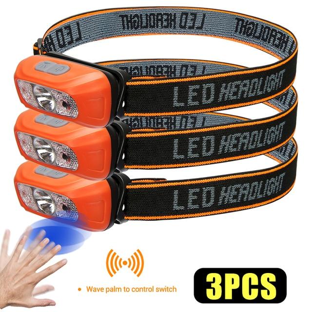 2022 Mini USB Rechargeable Sensor Headlamp Fishing Camping Flashlight 5W LED Torch Headlights Front Lantern with Built-in Battery