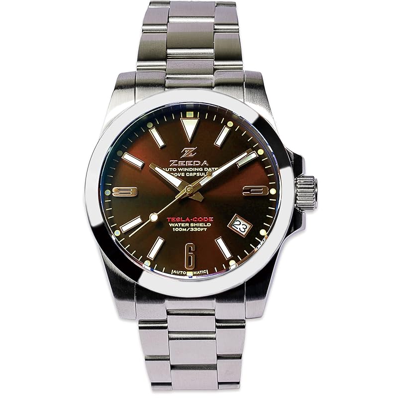 

ZEEDA watch automatic winding mechanical men s ladies waterproof Seiko automatic winding TESLA-CODE (chocolate brown)