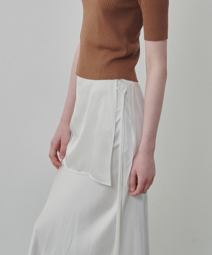 Ollibeudeollibeu Overlay Layered Satin Long Skirt Ow6Ms4200