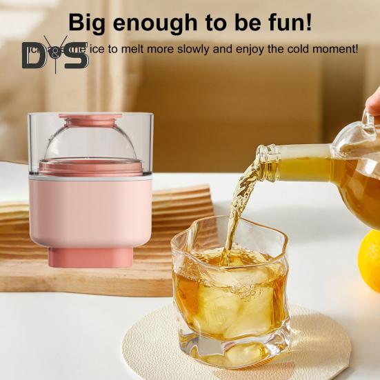 Kugelförmige Eisform aus Silikon, leicht zu lösen, runde Eishockeyform mit Deckel, langsam schmelzende kugelförmige Eisbereiter für Whisky, Cocktails und Bourbon
