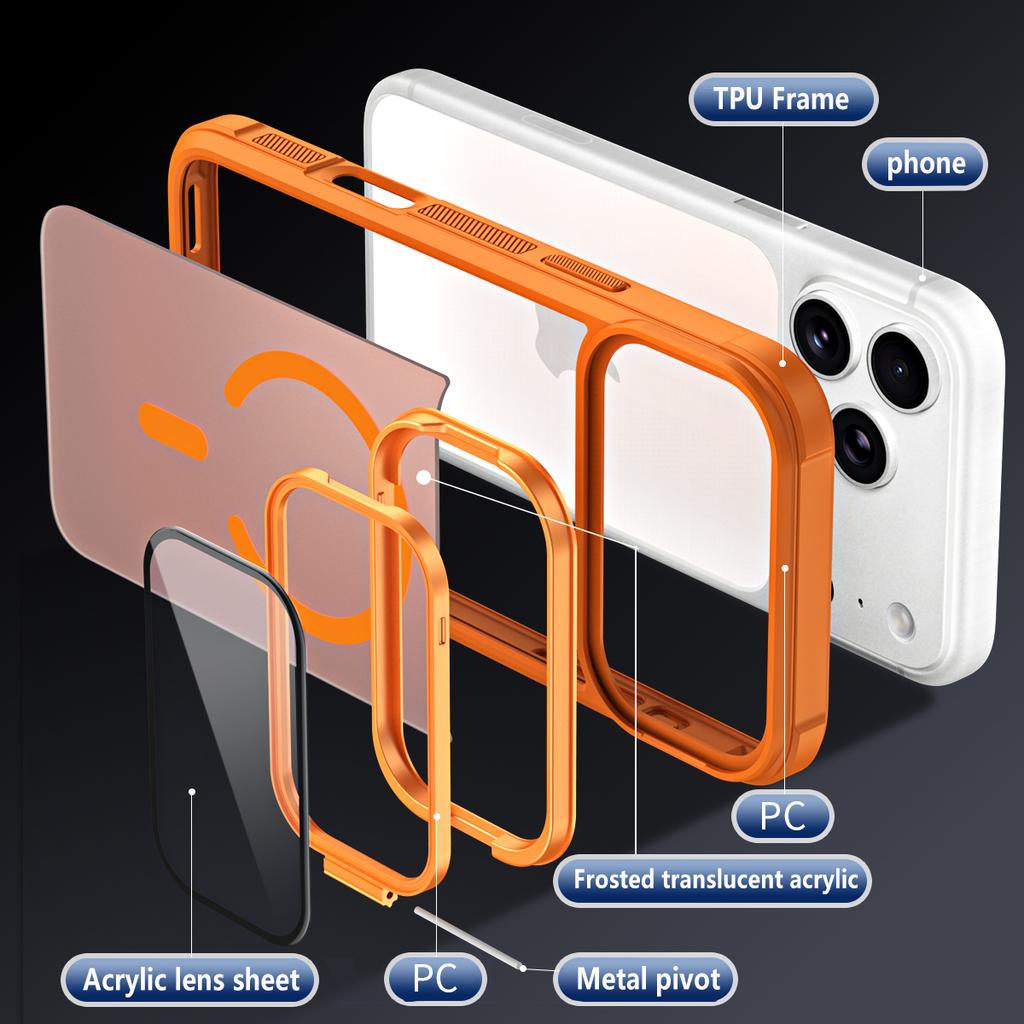Skin Feel Strong Magnetic Acrylic Stand Phone case For iPhone 17 Pro Max 16 Plus 15 14 13 12 11 Shockproof For MagSafe Cover