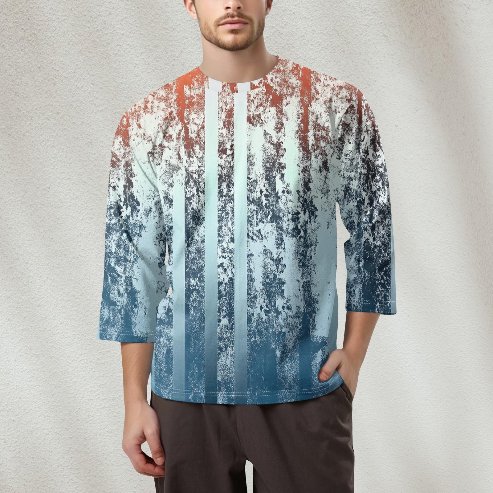 Мужская модная футболка с круглым вырезом и рукавом 3/4 XXXL зелёный