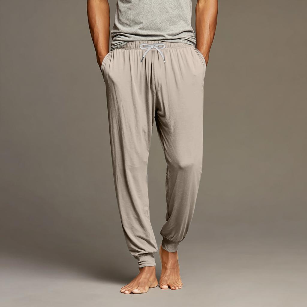 Men's Drawstring Pocket Cuffed Casual Pants Home Sleep Pants