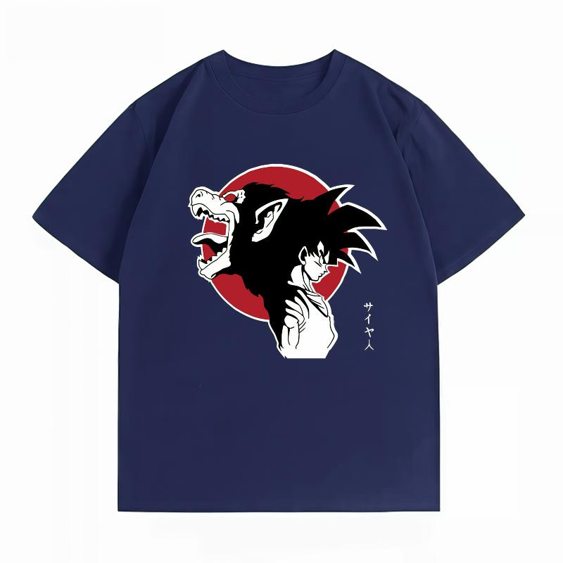 Dragon Ball Goku Oozaru Saiyan Silhouette Print Tshirt Casual Short Sleeve Cotton Anime Streetwear Unisexs Tshirt
