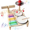 Wooden Music Toys For Babies Children's Multifunctional Music Knocking Table Early Education Kids Drum Set Music Toy Baby Gift