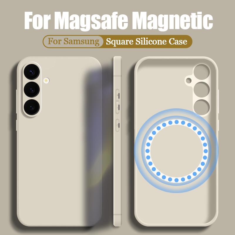 

Магнитный силиконовый чехол для телефона TPU для Samsung Galaxy S25 S24 S23 S22 Ultra Plus S23 S21 FE для беспроводной зарядки Magsafe, мягкий чехол For Samsung S22