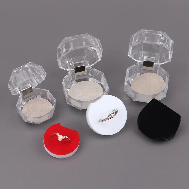 20 STÜCKE Acryl Kristall Ringboxen Aufbewahrungs-Präsentationsbox Aufbewahrungs-Organizer-Etui Transparente Verpackungsbox für Hochzeitsschmuck-Verpackung