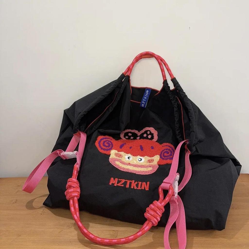 Chinesische Marke Bestickter Schwarzer Oxford-Stoff Shopper - Großes Fassungsvermögen, Vielseitige Nylon-Handtasche