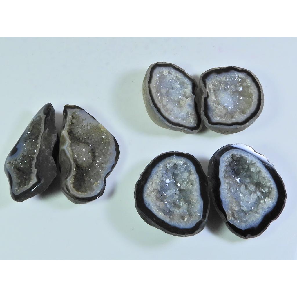 Dyed Slice Druzy Agate Matched Pair Cabochon Loose Gemstone 3Pair Lot 185Cts A-736