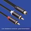 3686MMF-03 Audio Cable Portable Stable Connection 30cm Multifunctional PVC RCA Female to 2 RCA Male Splitter Cord for Power Amplifier