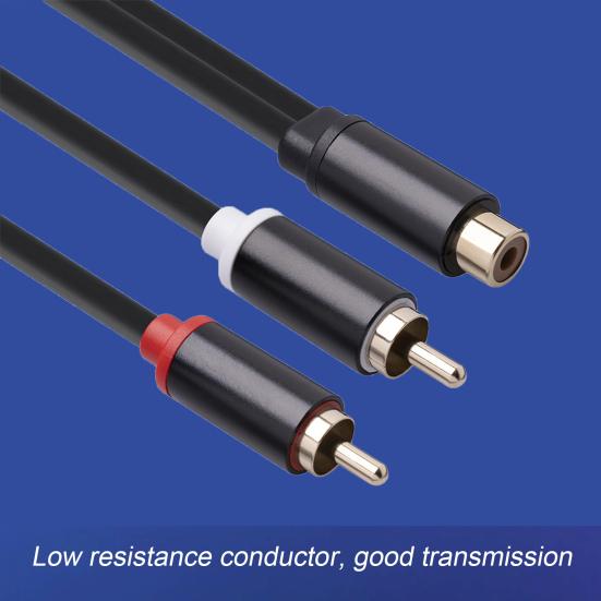 3686MMF-03 Audio Cable Portable Stable Connection 30cm Multifunctional PVC RCA Female to 2 RCA Male Splitter Cord for Power Amplifier