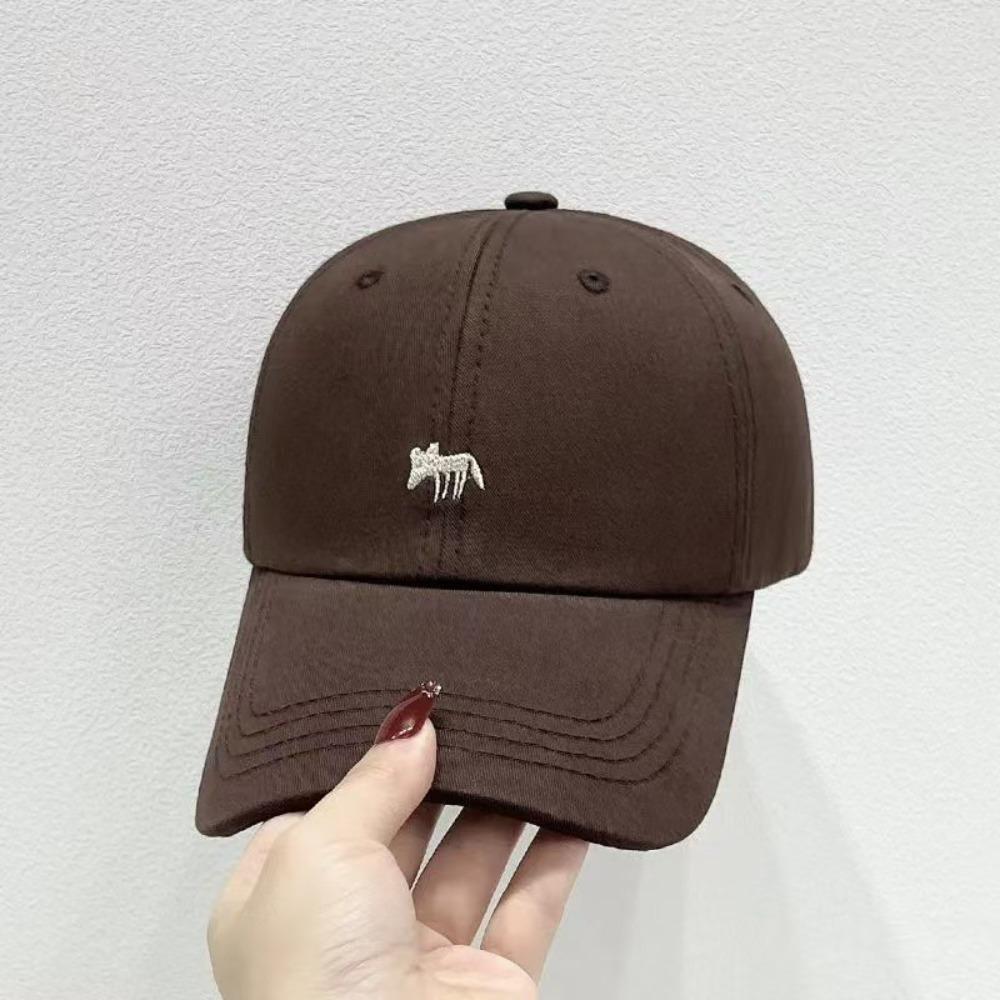 Fox Embroidered Soft Top Baseball Cap Large Head Size Unisex Couple Sun Hat Spring Summer Casual Outdoor Peaked Cap