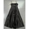 Old Beauty Single Lu * H Style Creased Pleat Big Hemline Sling Dress Temperament A Word High-End Satin Long Dress