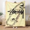 Dark Grey Camo City Text Signature Logo Flannel Blanket, Camouflage Street Style Soft Throw Blanket